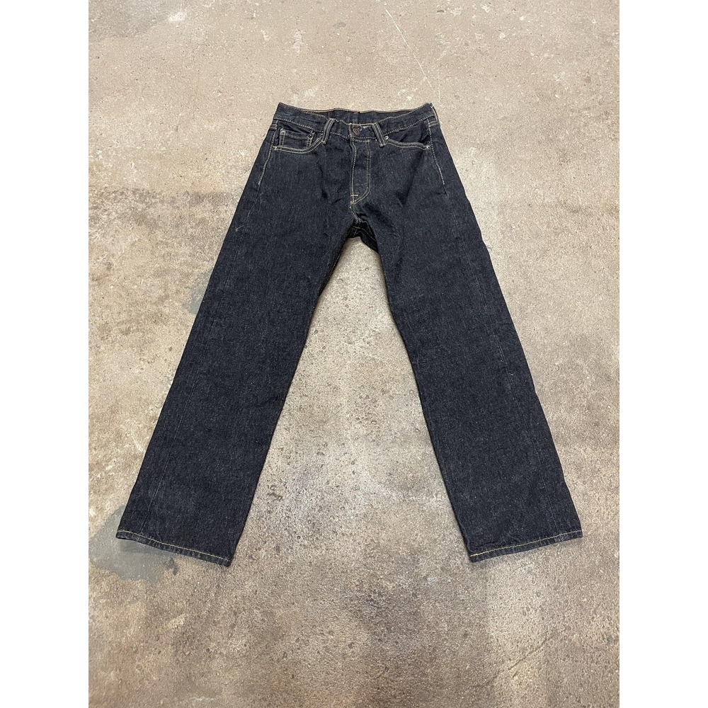 Levis 501 Jeans Mens 30x30 Dark Blue Denim Button Fly Straight Leg Shrink-to-Fit